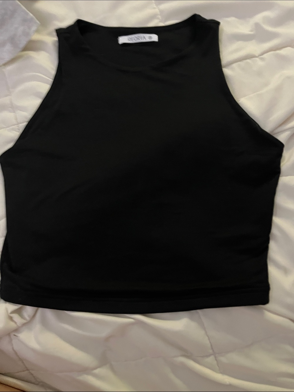 ReoRia Black Cropped Tank - High Neck Sleeveless